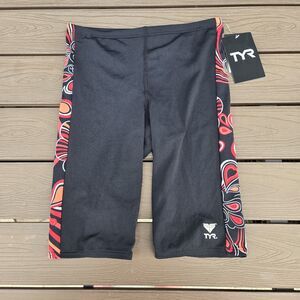 TYR Durafast Flying Fish Red/black Men's Boy's Swim Grab Bag Jammer Size 28 New